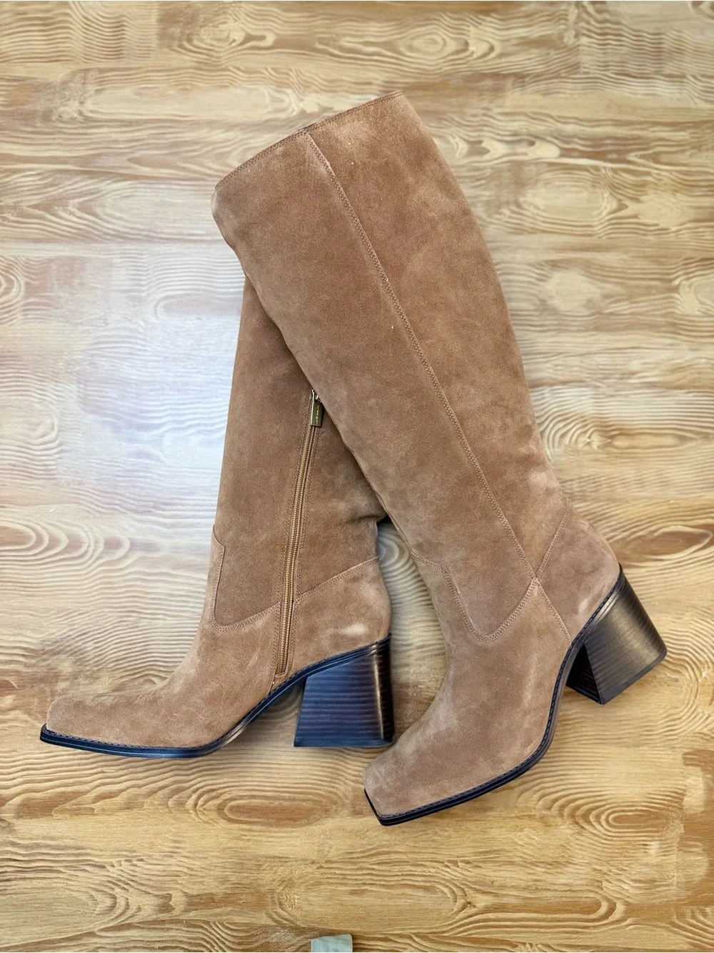 Vince Camuto Sangeti Tall Suede Boots Burnt Sugar Size 10 NWB